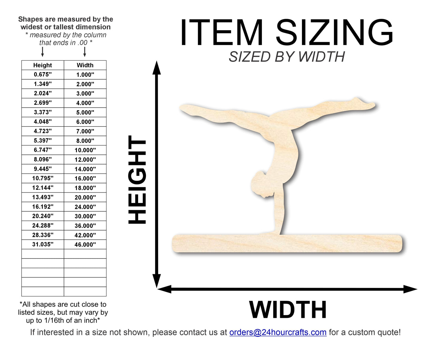 Unfinished Wood Gymnast Balance Beam Shape | DIY Craft Cutout | up to 46" DIY