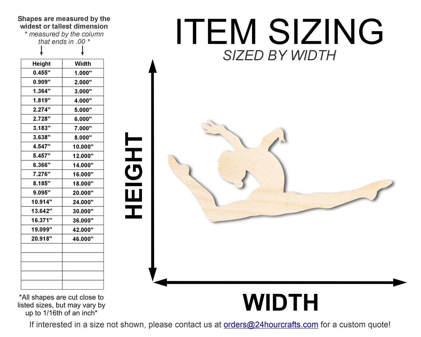 Unfinished Wood Gymnast Leap Shape | DIY Craft Cutout | up to 46" DIY