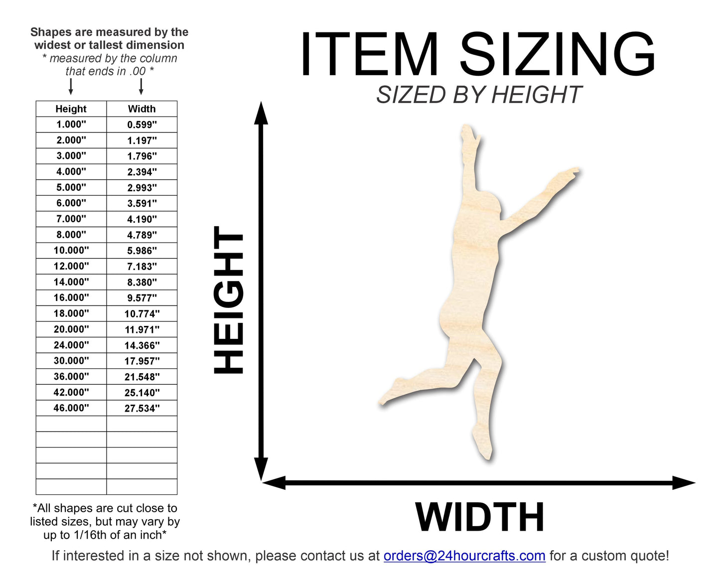 Unfinished Wood Gymnast Roundoff Shape | DIY Craft Cutout | up to 46" DIY