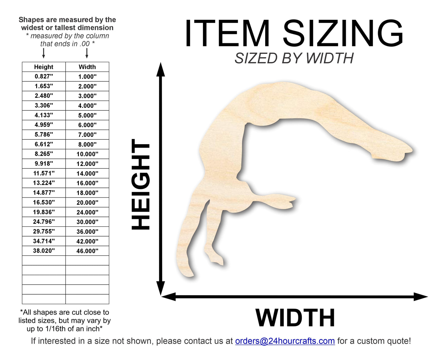 Unfinished Wood Gymnast Handspring Shape | DIY Craft Cutout | up to 46" DIY