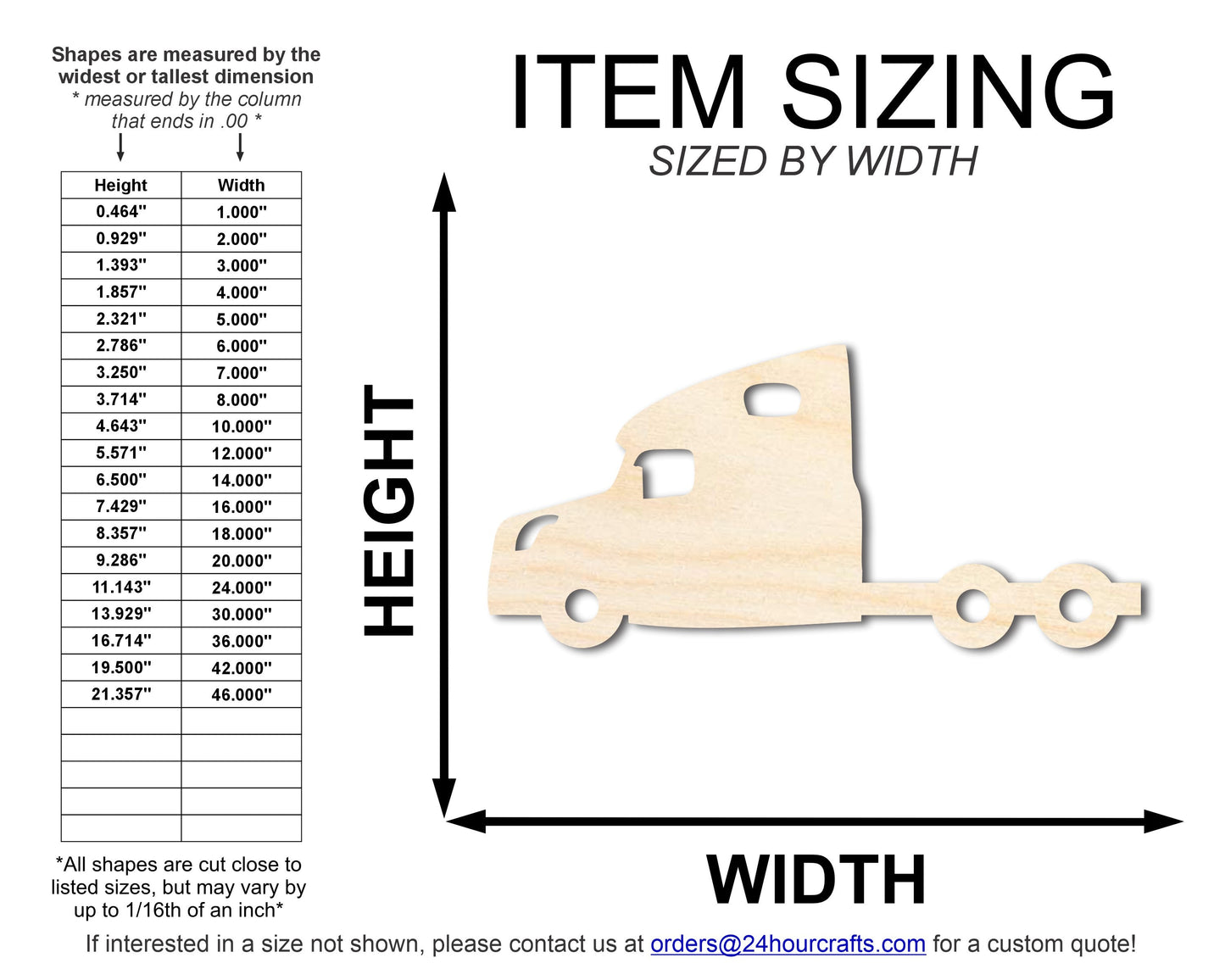 Unfinished Wood Large Truck Shape | DIY Craft Cutout | up to 46" DIY