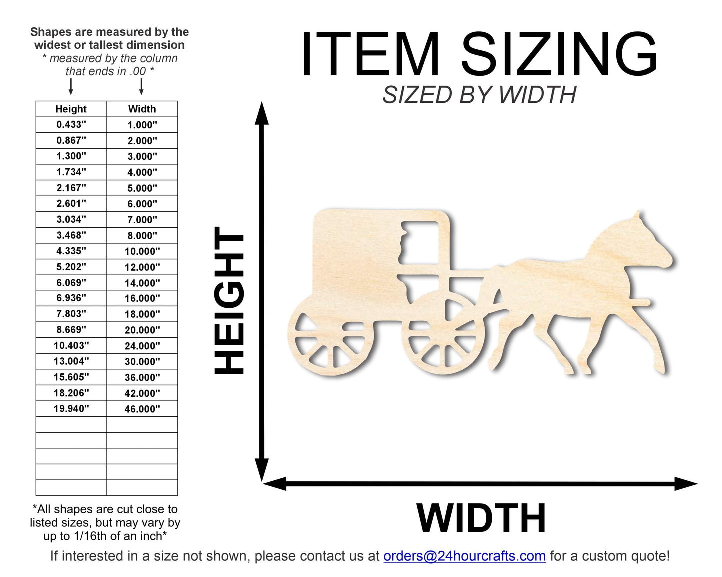 Unfinished Wood Amish Buggy Shape | DIY Craft Cutout | up to 46" DIY