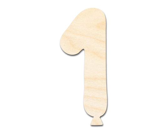 Unfinished Wood Balloon Number 1 Shape | DIY Craft Cutout | up to 46" DIY