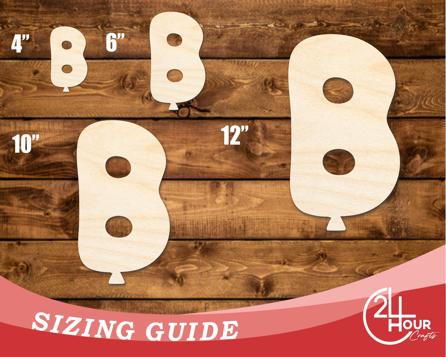 Unfinished Wood Balloon Letter B Shape | DIY Craft Cutout | up to 46" DIY