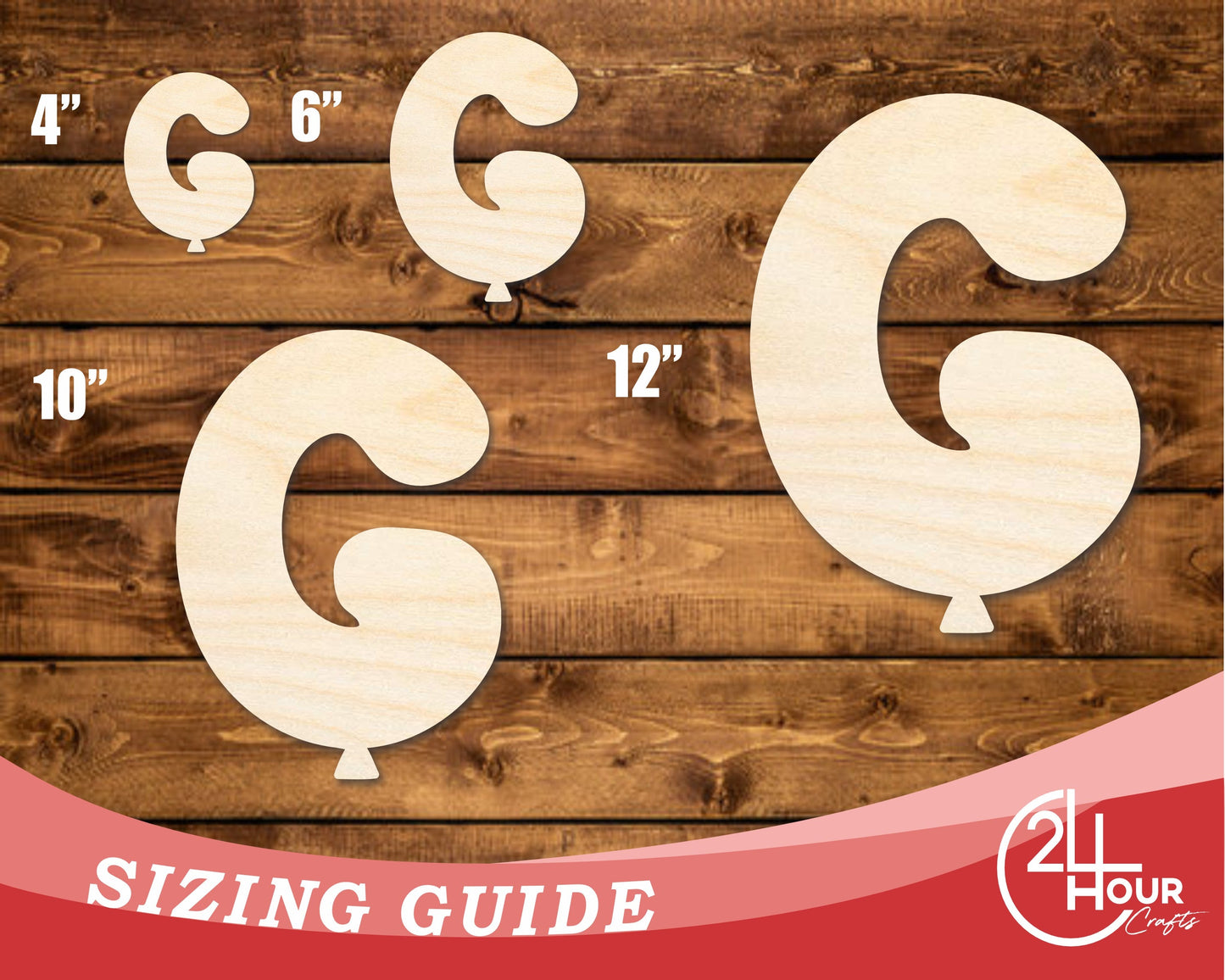 Unfinished Wood Balloon Letter G Shape | DIY Craft Cutout | up to 46" DIY