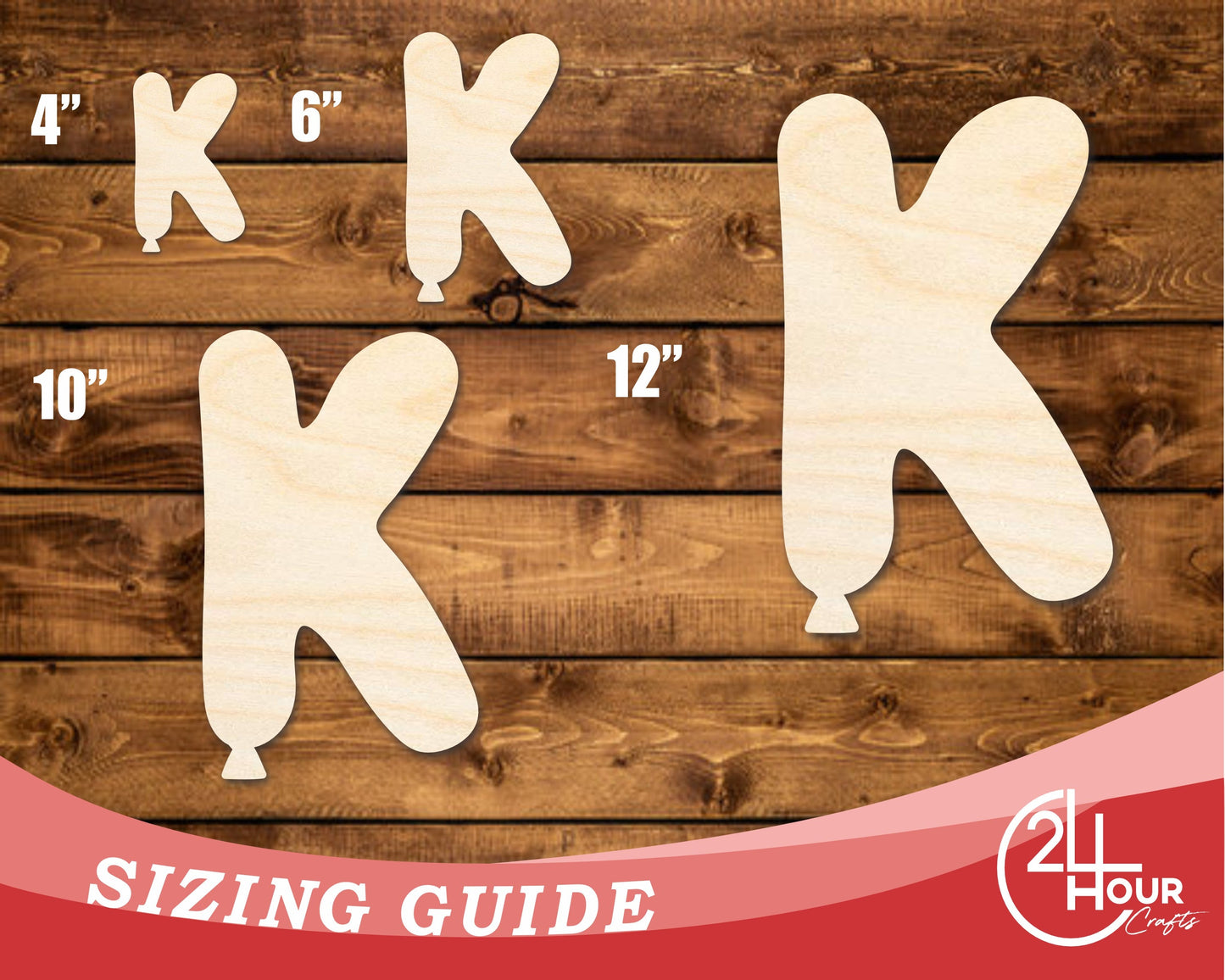 Unfinished Wood Balloon Letter K Shape | DIY Craft Cutout | up to 46" DIY