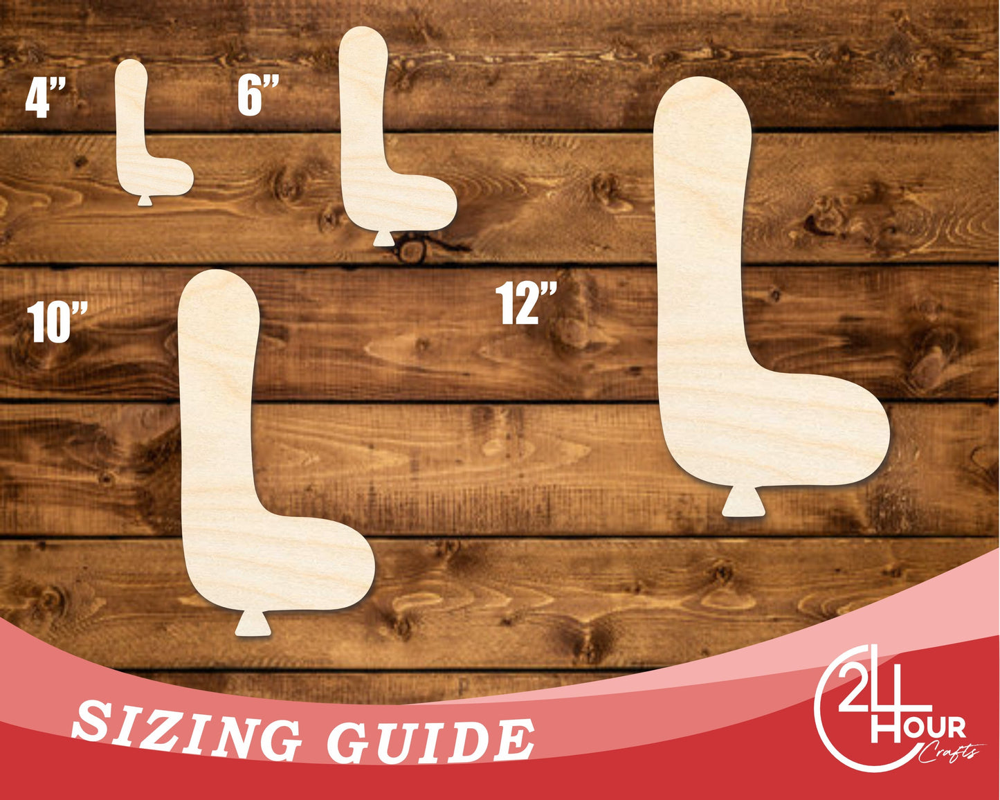 Unfinished Wood Balloon Letter L Shape | DIY Craft Cutout | up to 46" DIY