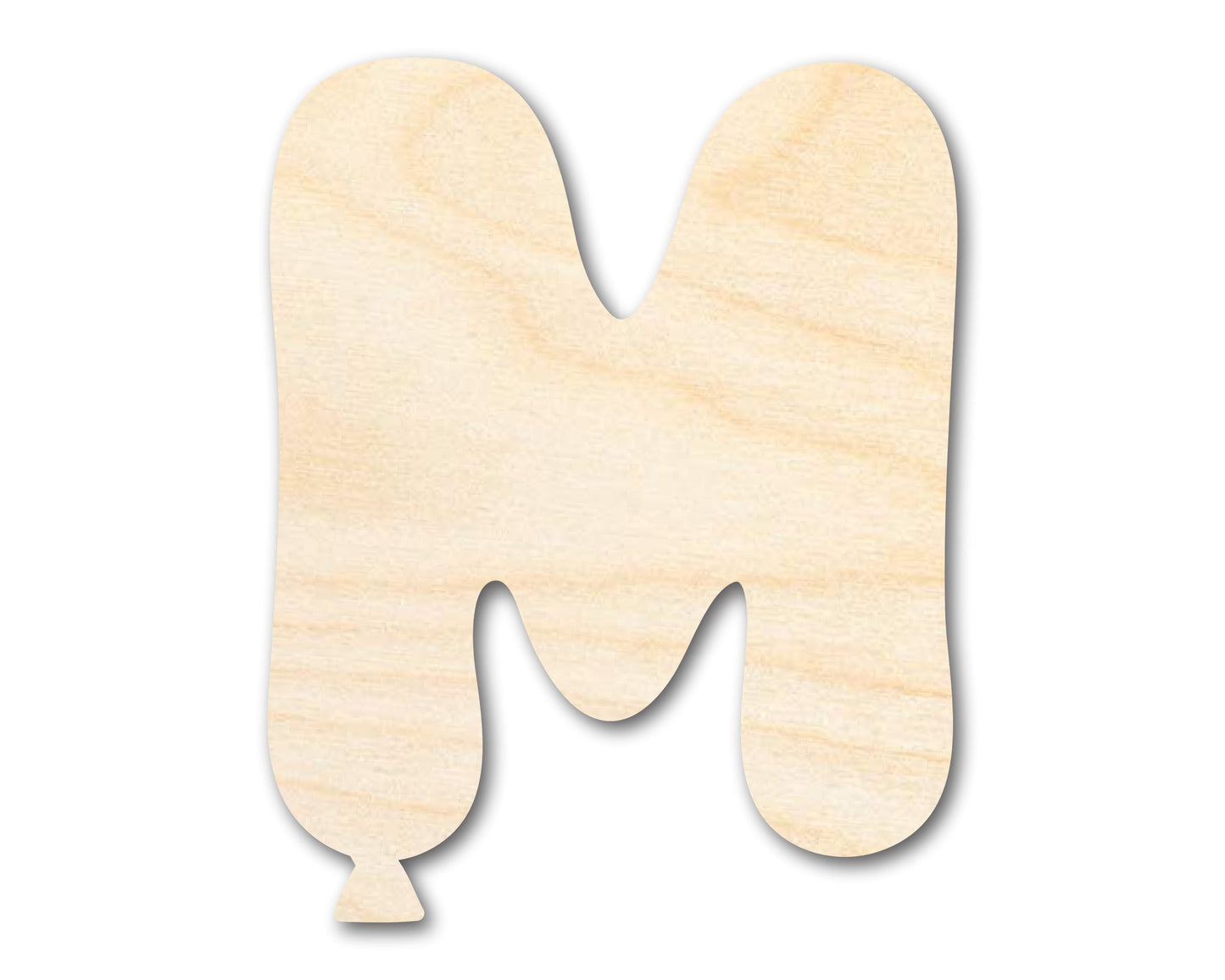 Unfinished Wood Balloon Letter M Shape | DIY Craft Cutout | up to 46" DIY