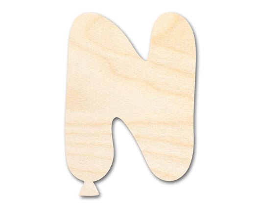 Unfinished Wood Balloon Letter N Shape | DIY Craft Cutout | up to 46" DIY