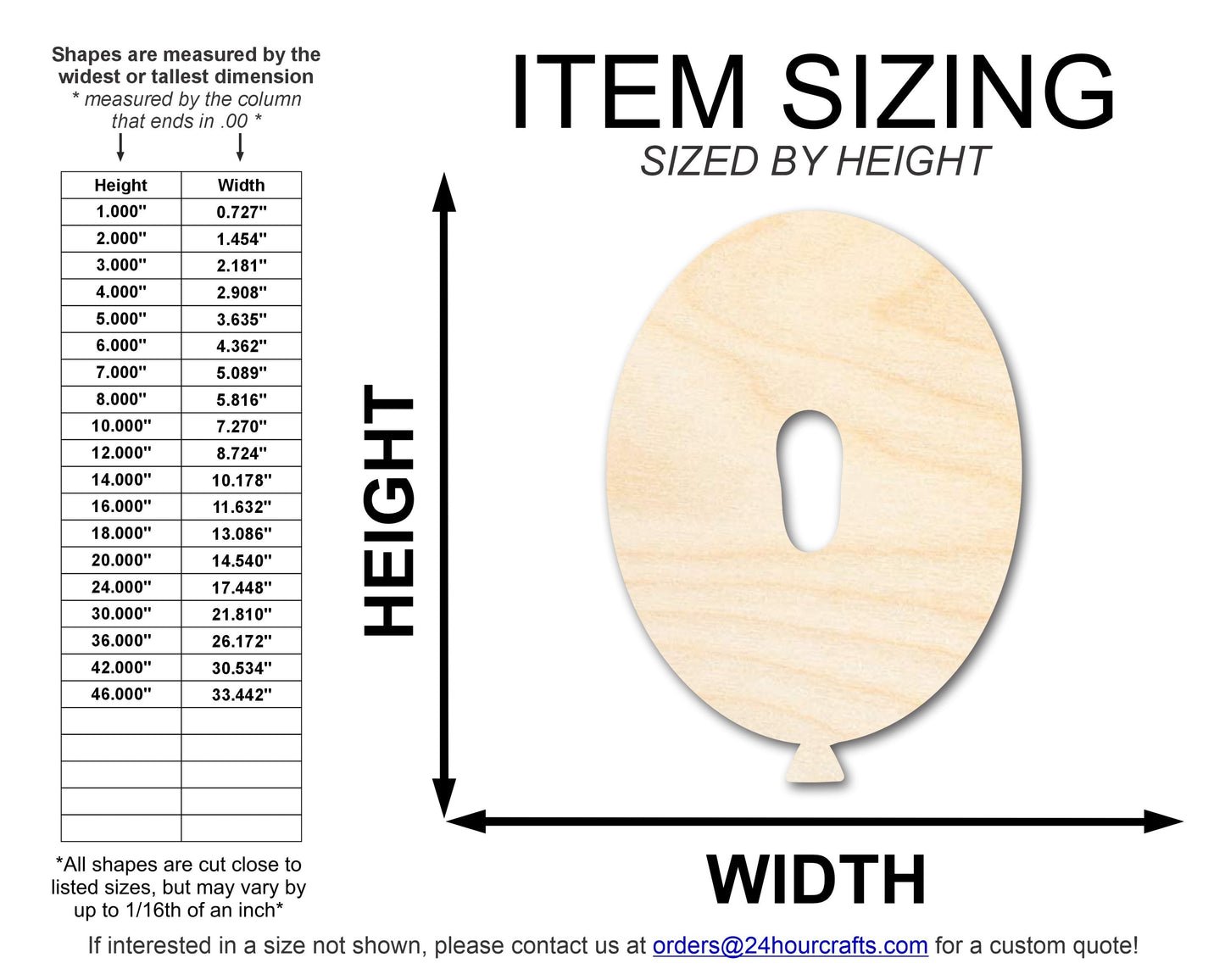 Unfinished Wood Balloon Letter O Shape | DIY Craft Cutout | up to 46" DIY