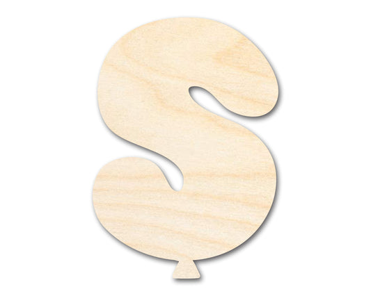 Unfinished Wood Balloon Letter S Shape | DIY Craft Cutout | up to 46" DIY