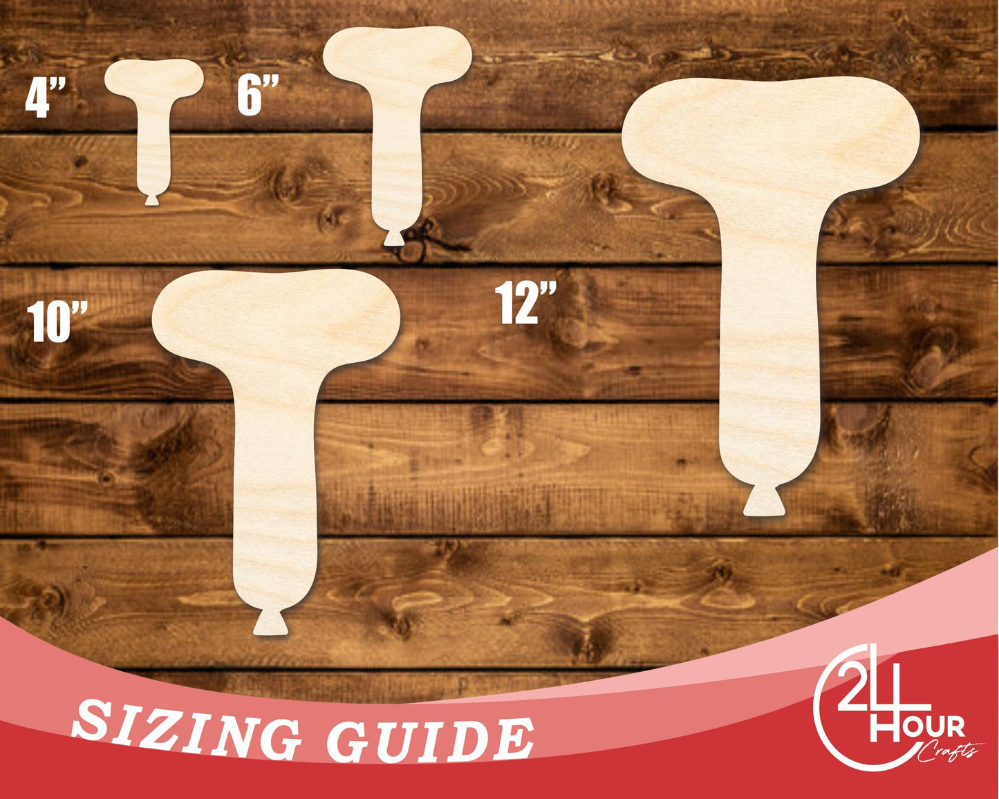 Unfinished Wood Balloon Letter T Shape | DIY Craft Cutout | up to 46" DIY