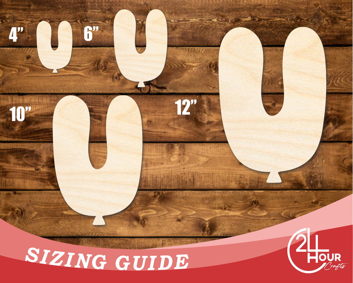 Unfinished Wood Balloon Letter U Shape | DIY Craft Cutout | up to 46" DIY