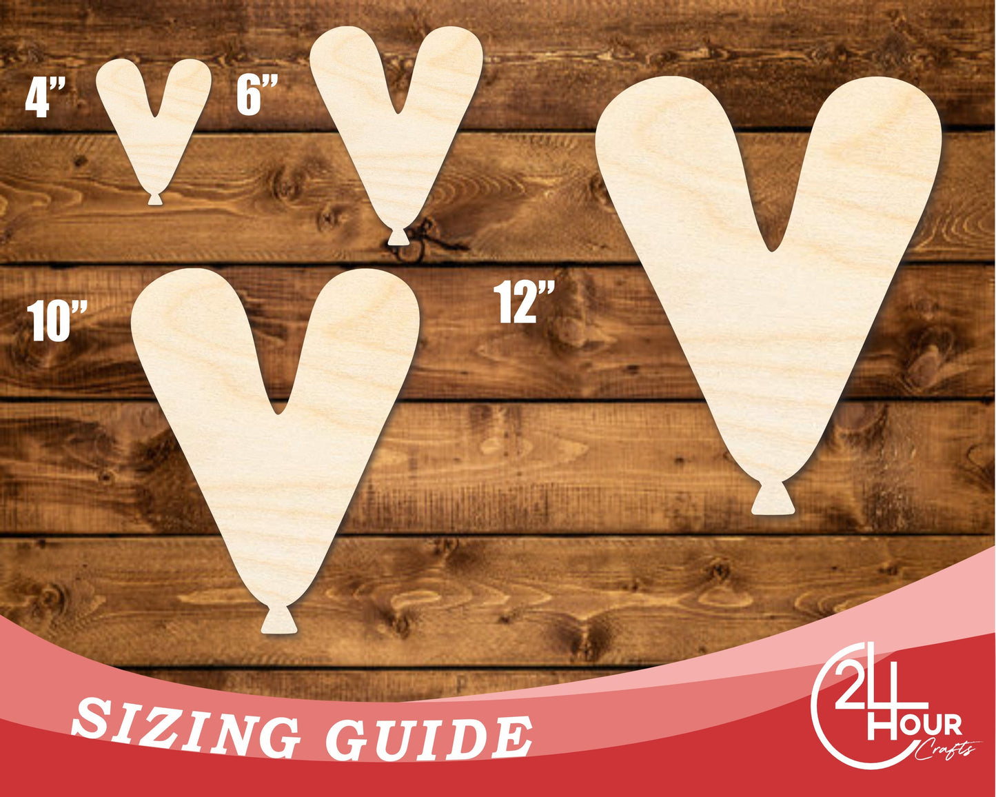 Unfinished Wood Balloon Letter V Shape | DIY Craft Cutout | up to 46" DIY