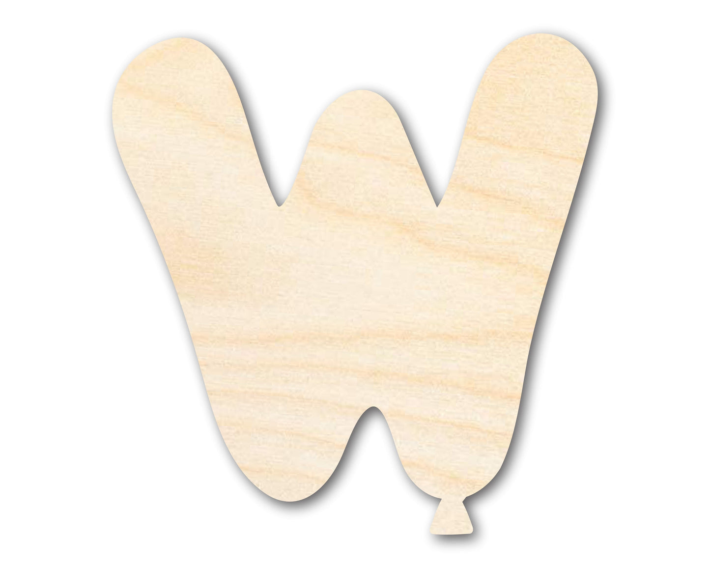 Unfinished Wood Balloon Letter W Shape | DIY Craft Cutout | up to 46" DIY