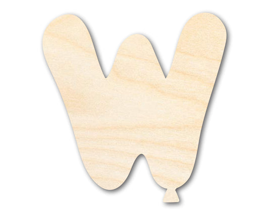 Unfinished Wood Balloon Letter W Shape | DIY Craft Cutout | up to 46" DIY