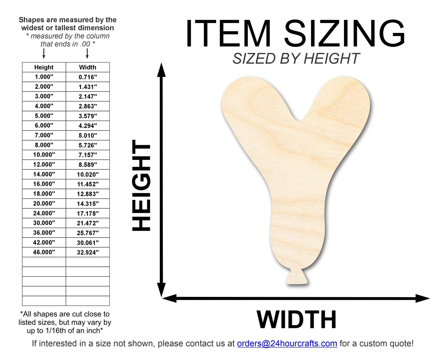 Unfinished Wood Balloon Letter Y Shape | DIY Craft Cutout | up to 46" DIY