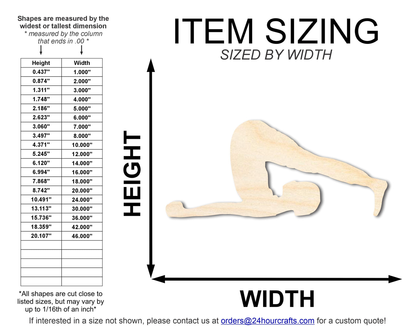 Unfinished Wood Yoga Plow Pose Shape | DIY Craft Cutout | up to 46" DIY