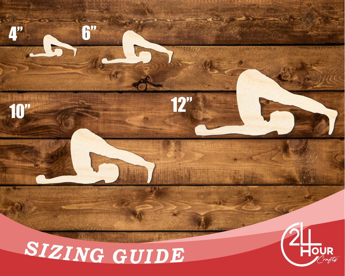 Unfinished Wood Yoga Plow Pose Shape | DIY Craft Cutout | up to 46" DIY