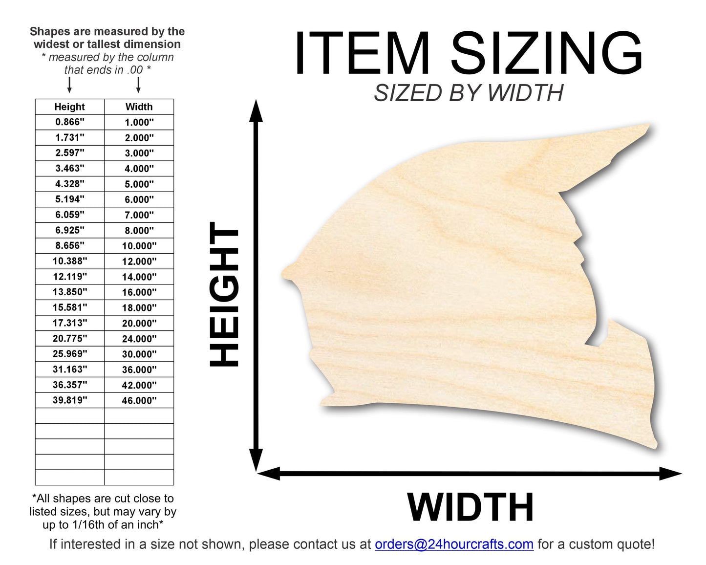 Unfinished Wood Motorcycle Helmet Shape | DIY Craft Cutout | up to 46" DIY