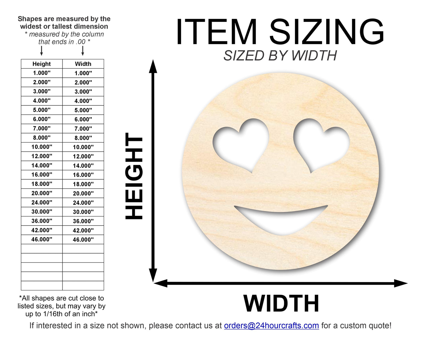 Unfinished Wood Heart Eye Face Shape | DIY Craft Cutout | up to 46" DIY