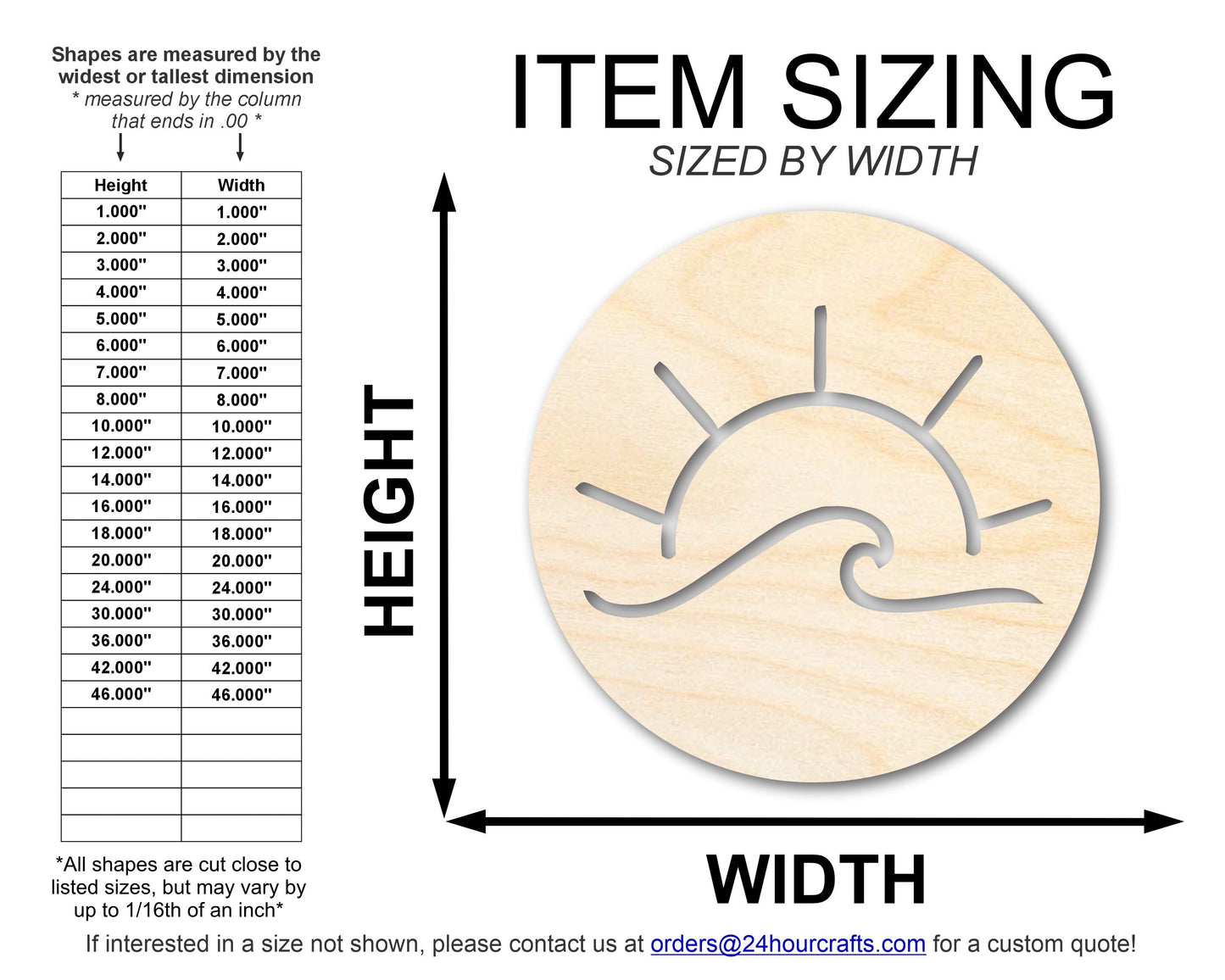 Unfinished Wood Ocean Wave and Sun Cutout Shape | DIY Craft Cutout | up to 46" DIY