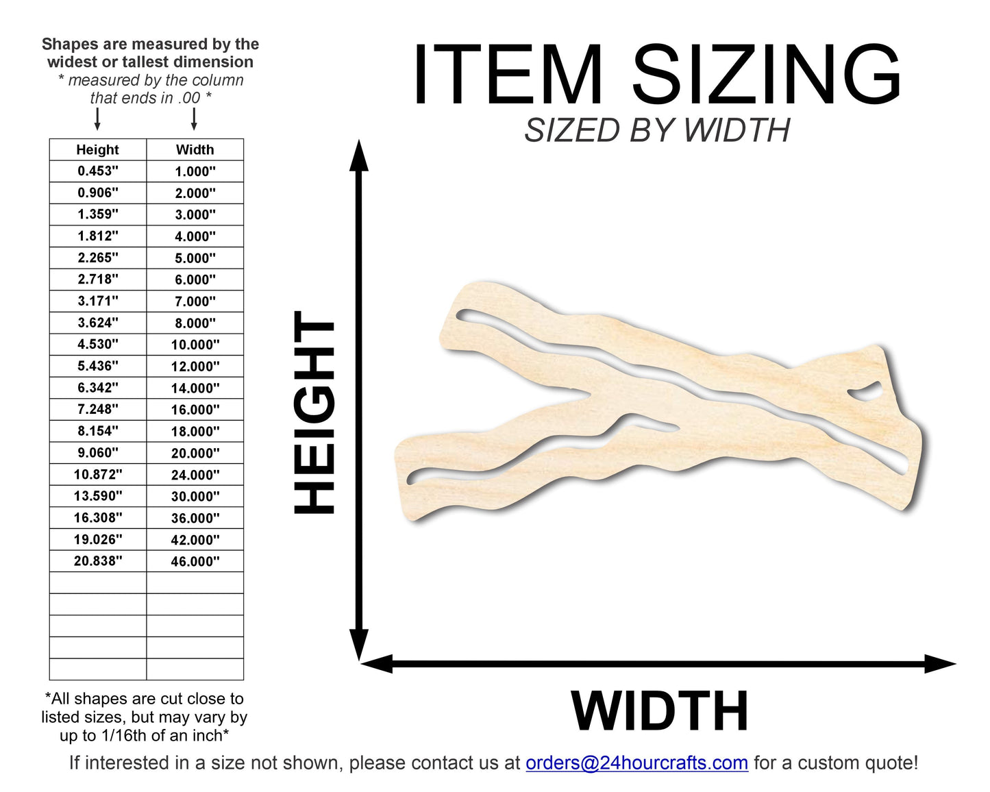 Unfinished Wood Bacon Shape | DIY Craft Cutout | up to 46" DIY