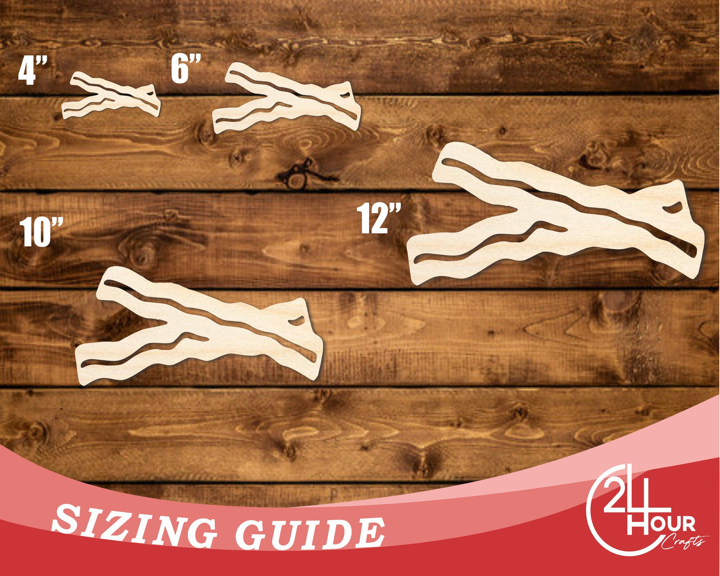 Unfinished Wood Bacon Shape | DIY Craft Cutout | up to 46" DIY