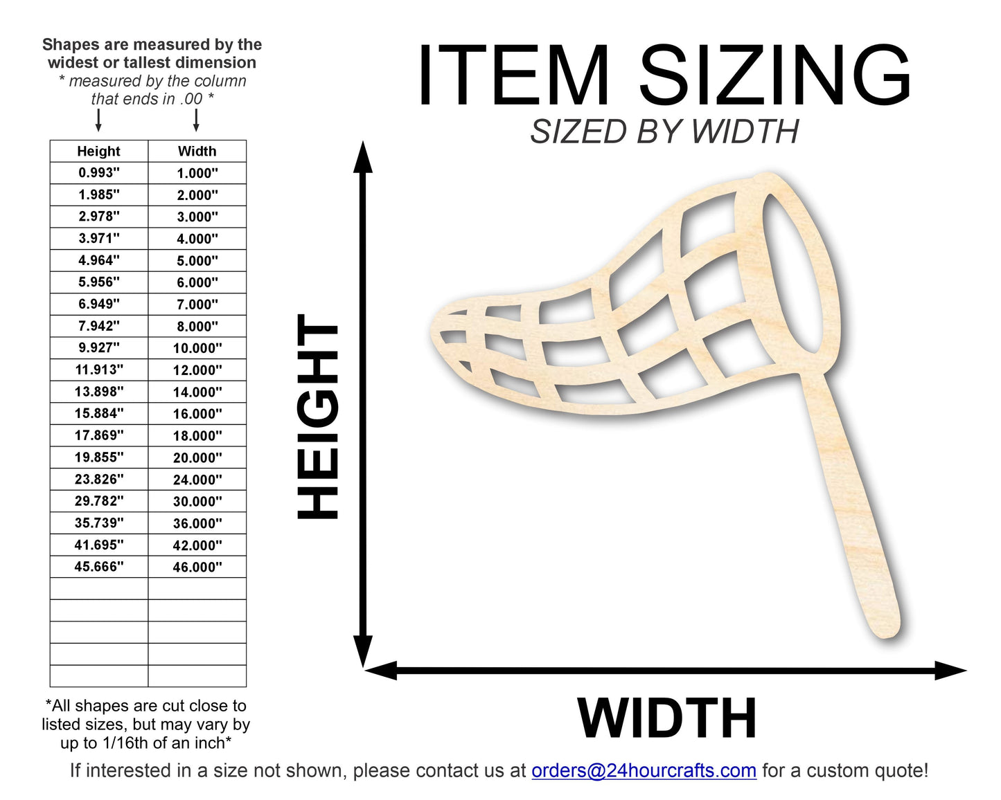 Unfinished Wood Butterfly Net Shape | DIY Craft Cutout | up to 46" DIY