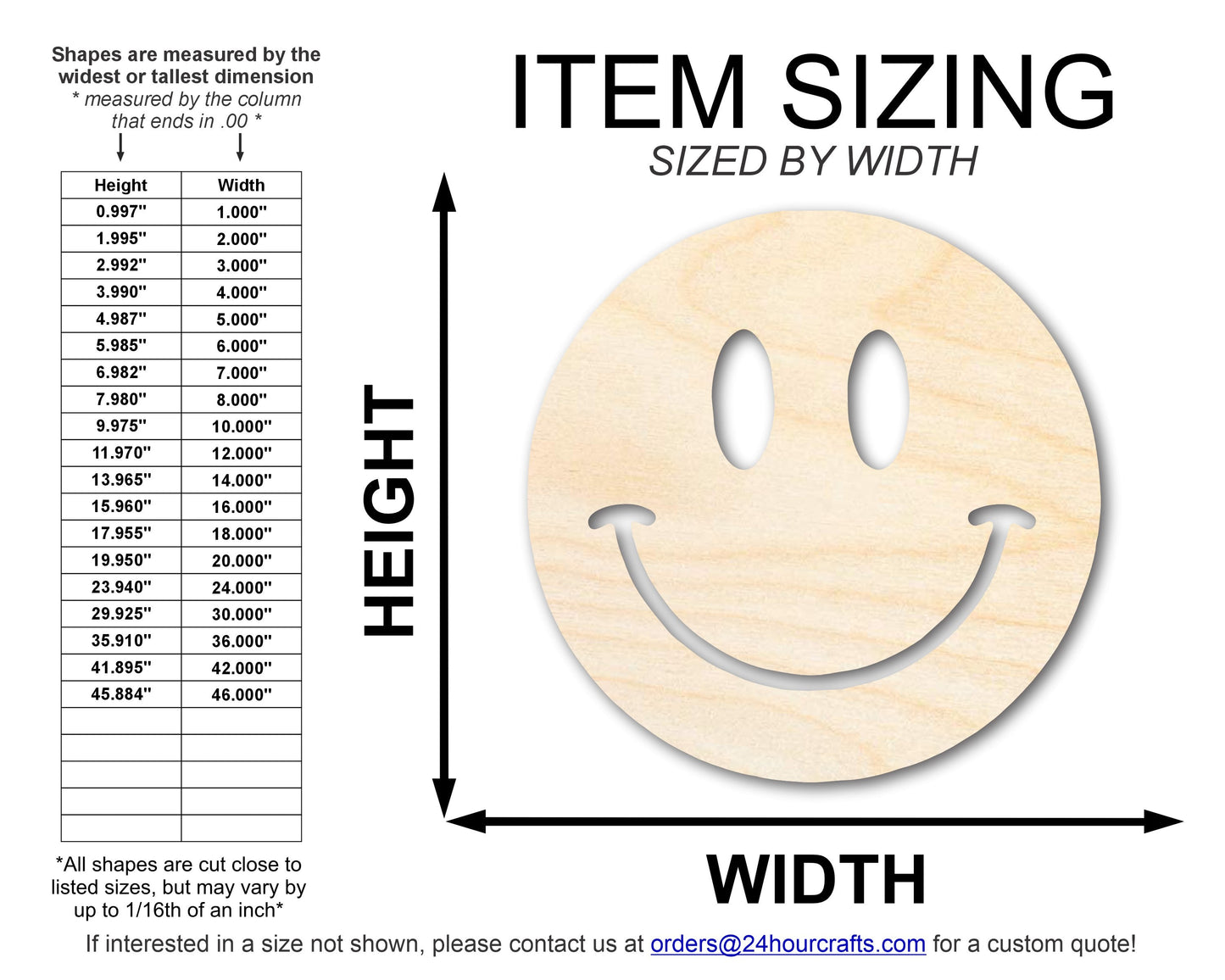 Unfinished Wood Smiley Face Shape | DIY Craft Cutout | up to 46" DIY