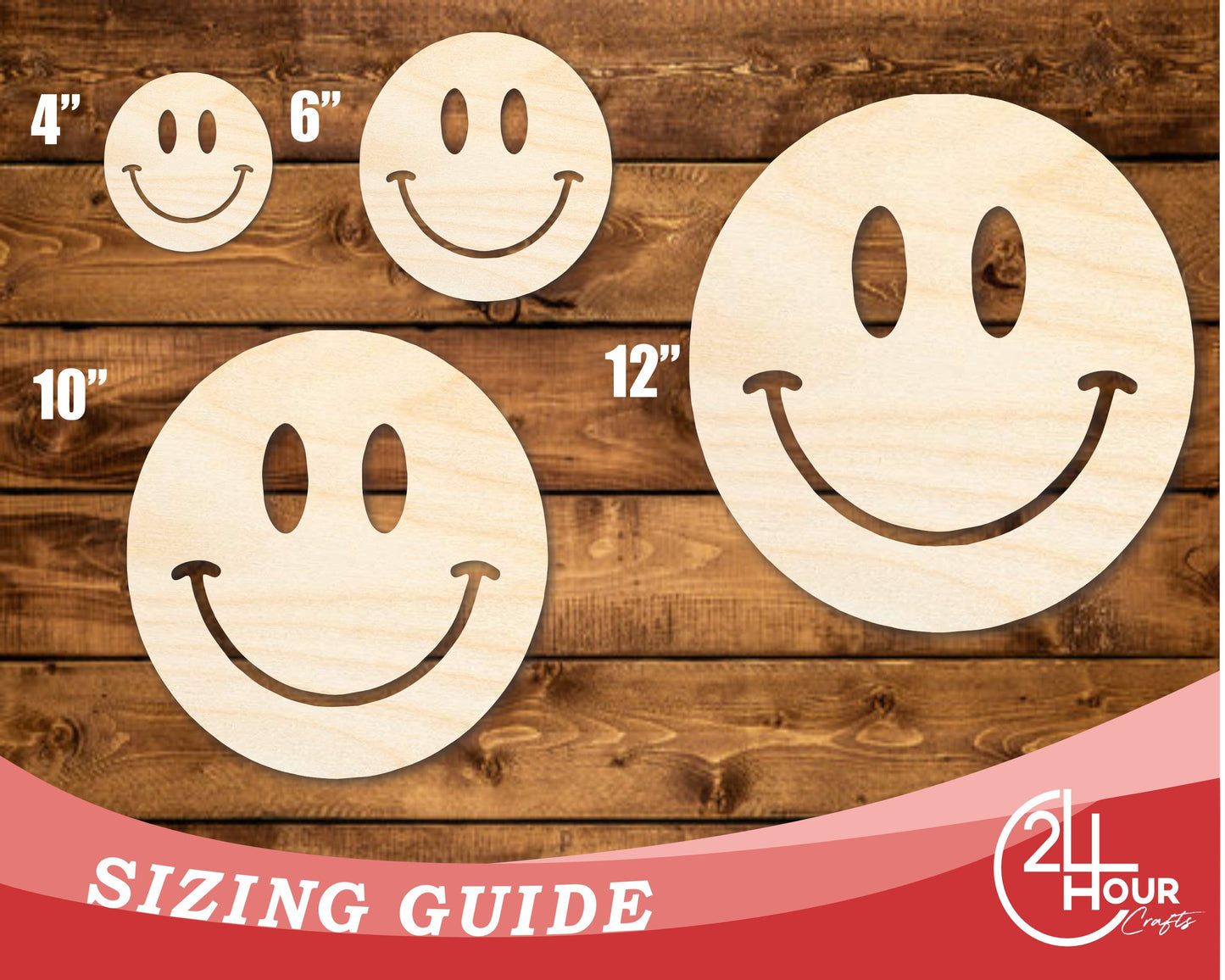 Unfinished Wood Smiley Face Shape | DIY Craft Cutout | up to 46" DIY