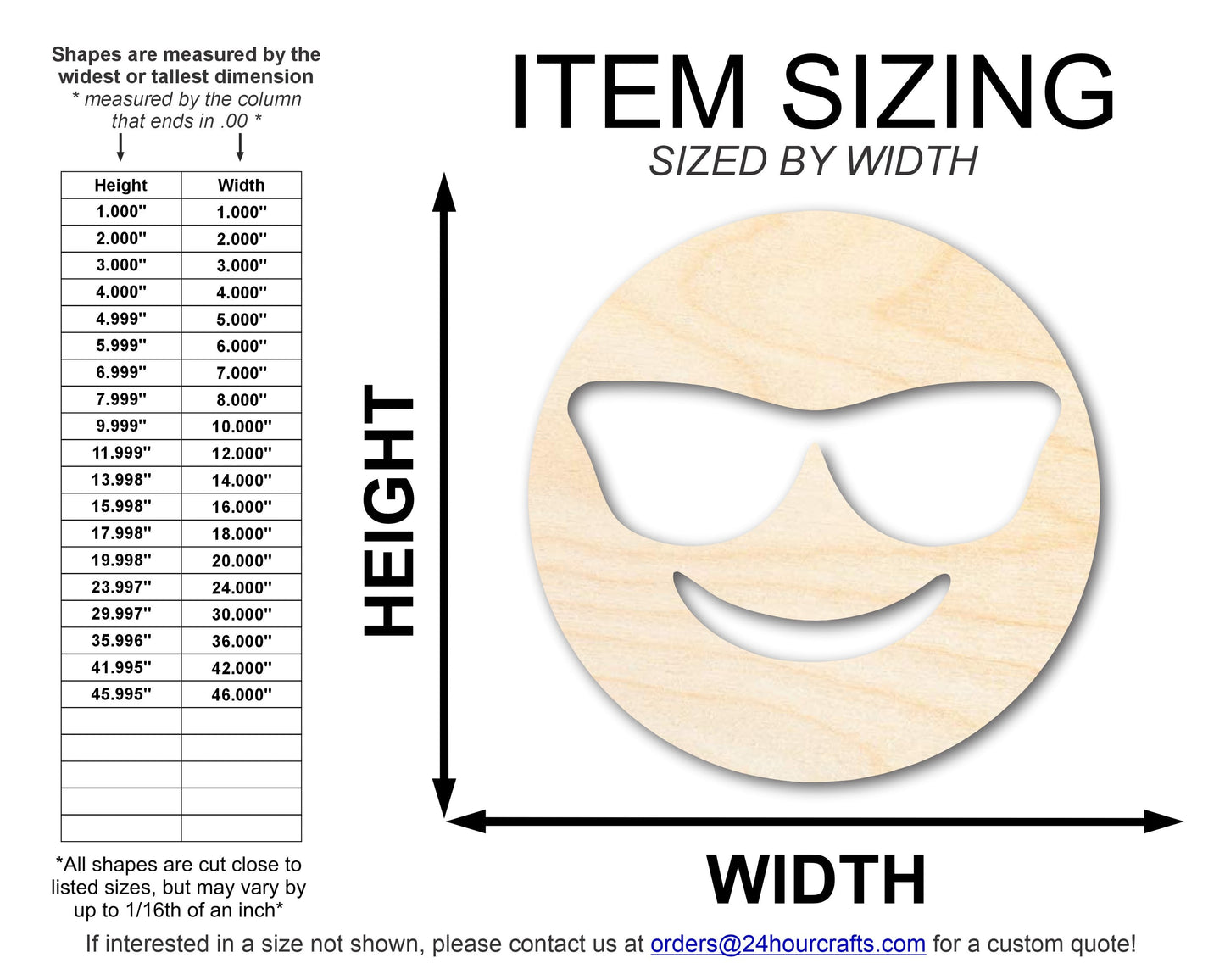 Unfinished Wood Sunglass Face Shape | DIY Craft Cutout | up to 46" DIY