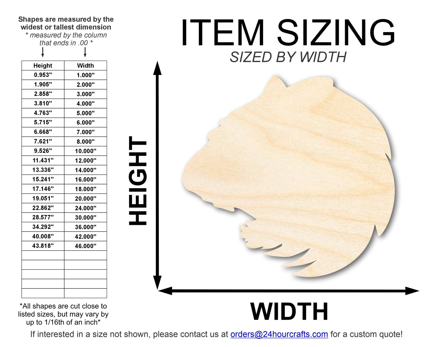 Unfinished Wood Tiger Mascot Shape | DIY Craft Cutout | up to 46" DIY