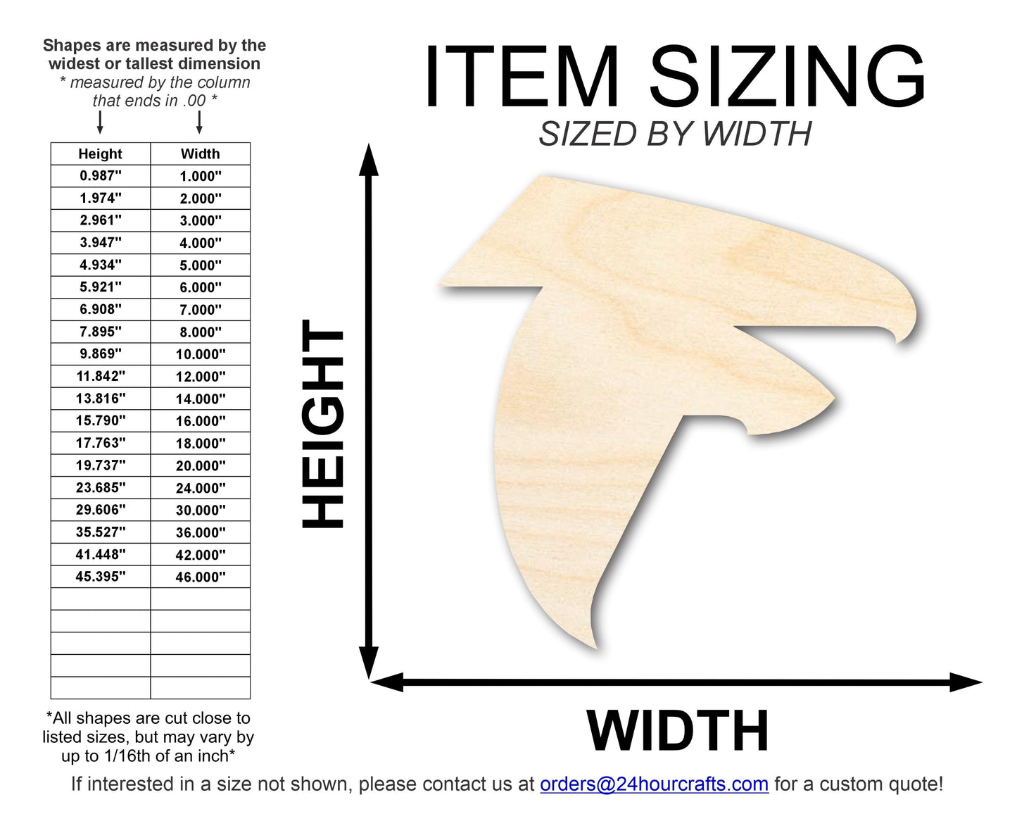 Unfinished Wood Falcon Mascot Shape | DIY Craft Cutout | up to 46" DIY