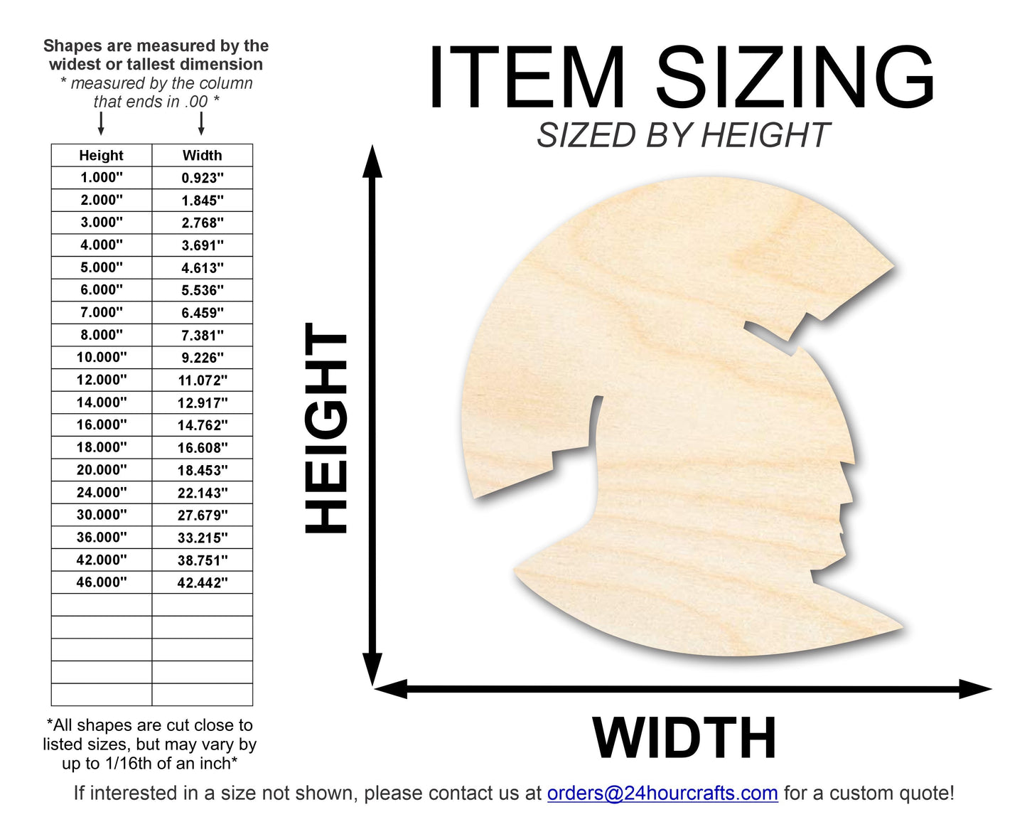 Unfinished Wood Spartan Mascot Shape | DIY Craft Cutout | up to 46" DIY