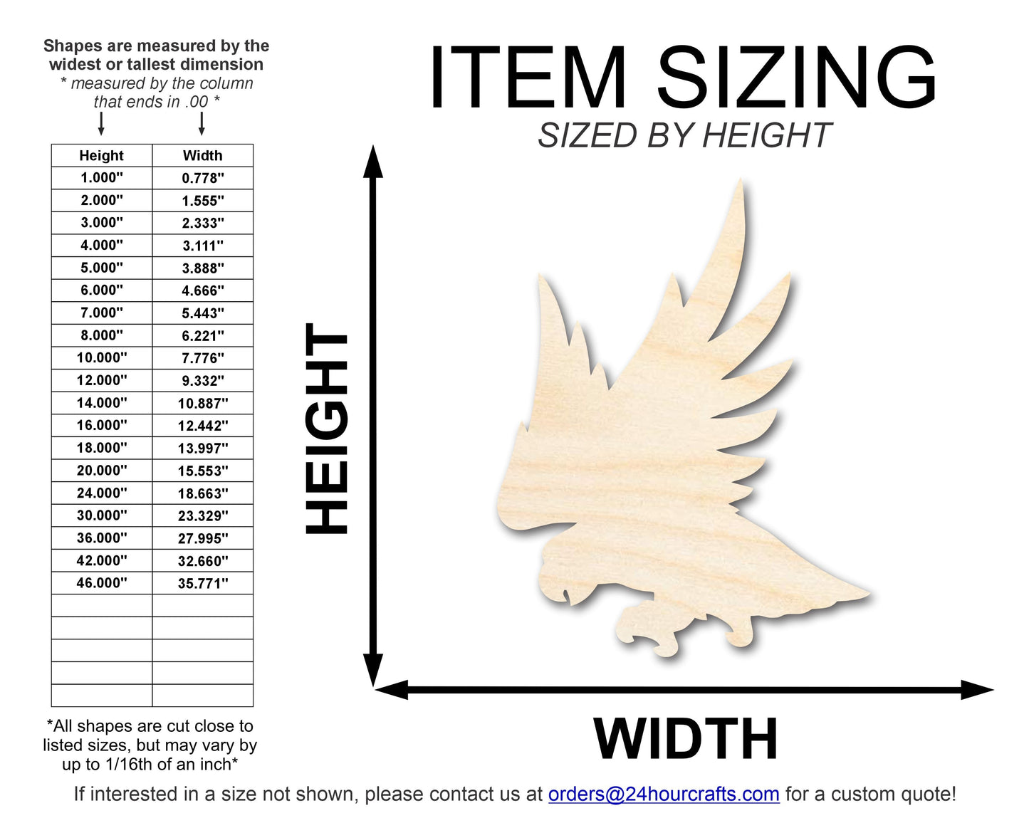 Unfinished Wood Hawk Mascot Shape | DIY Craft Cutout | up to 46" DIY