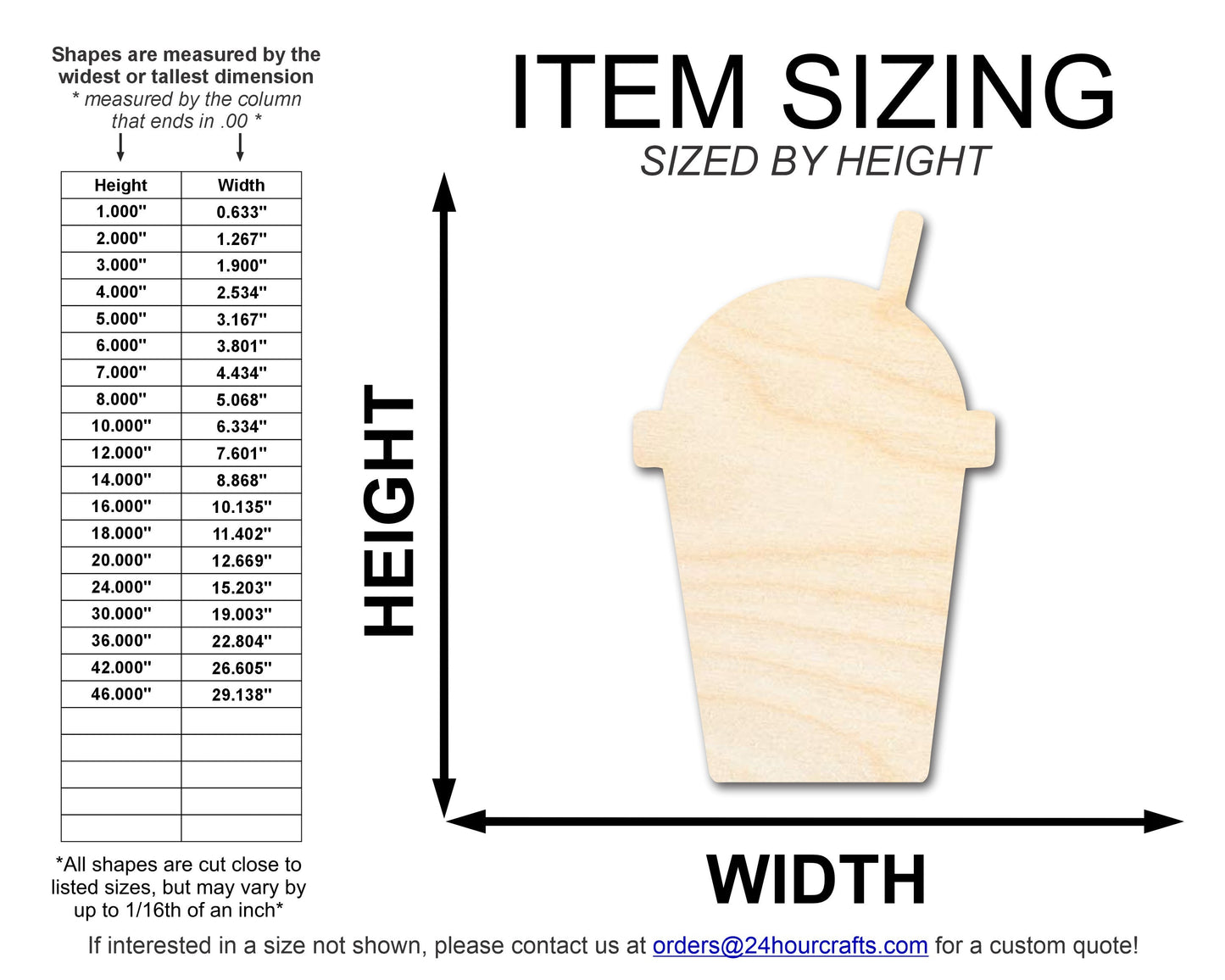 Unfinished Wood Slushie Drink Shape | DIY Craft Cutout | up to 46" DIY