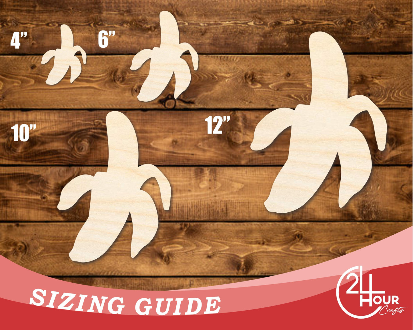 Unfinished Wood Peeled Banana Shape | DIY Craft Cutout | up to 46" DIY