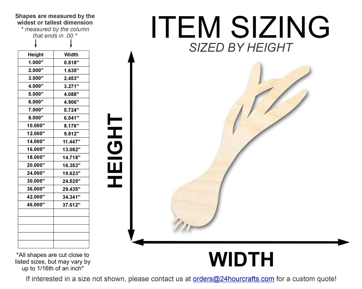 Unfinished Wood Green Onion Shape | DIY Craft Cutout | up to 46" DIY