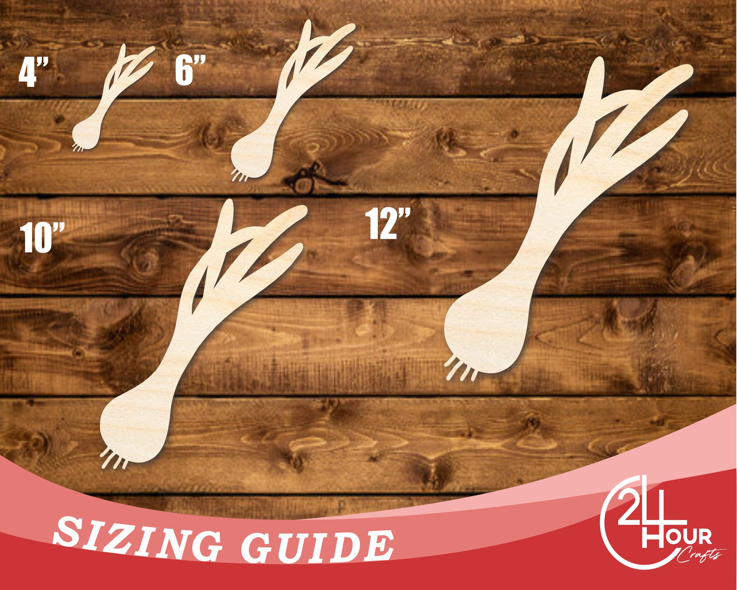 Unfinished Wood Green Onion Shape | DIY Craft Cutout | up to 46" DIY