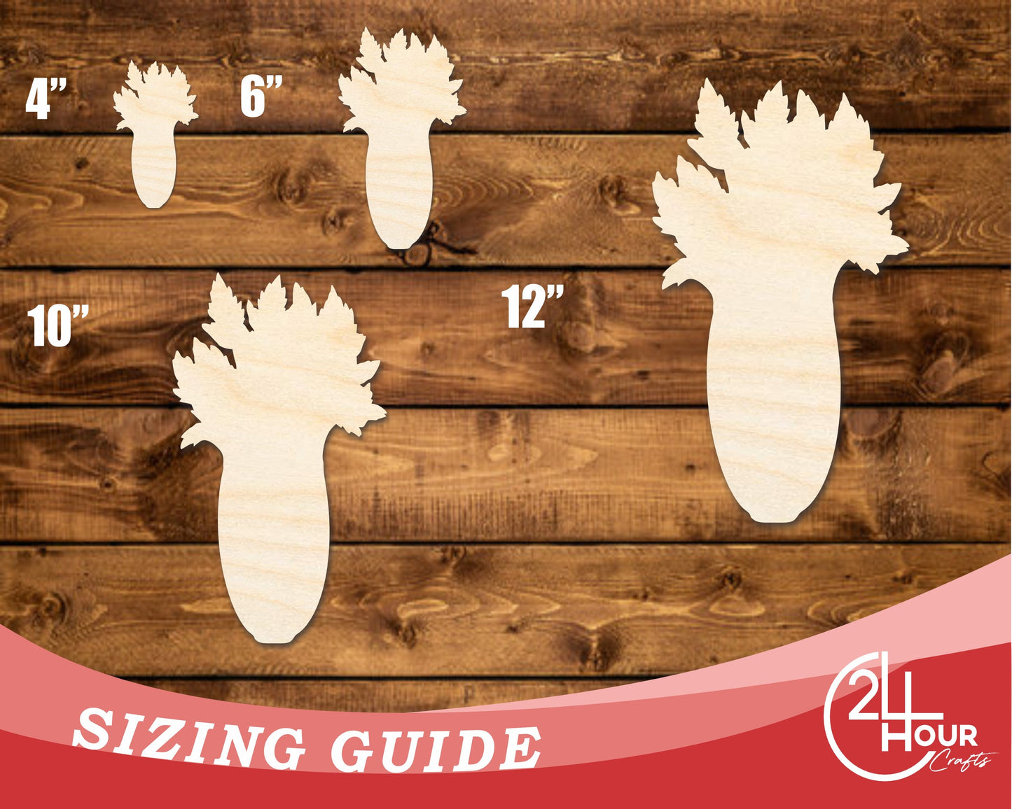 Unfinished Wood Celery Shape | DIY Craft Cutout | up to 46" DIY