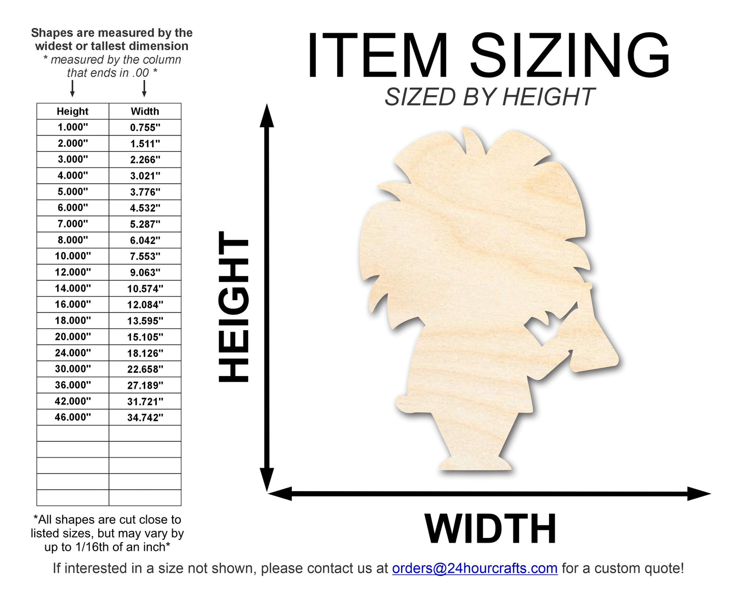 Unfinished Wood Scientist Shape | DIY Craft Cutout | up to 46" DIY