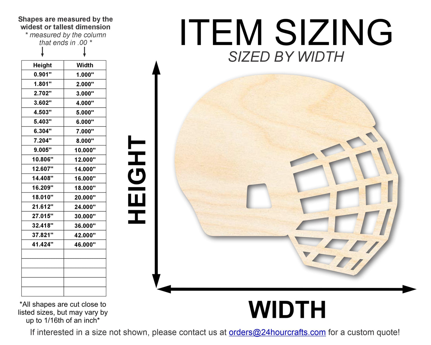 Unfinished Wood Hockey Helmet with Cage Shape | DIY Craft Cutout | up to 46" DIY