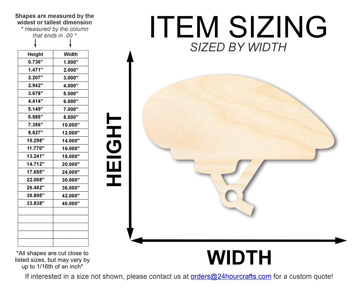 Unfinished Wood Bike Helmet Shape | DIY Craft Cutout | up to 46" DIY