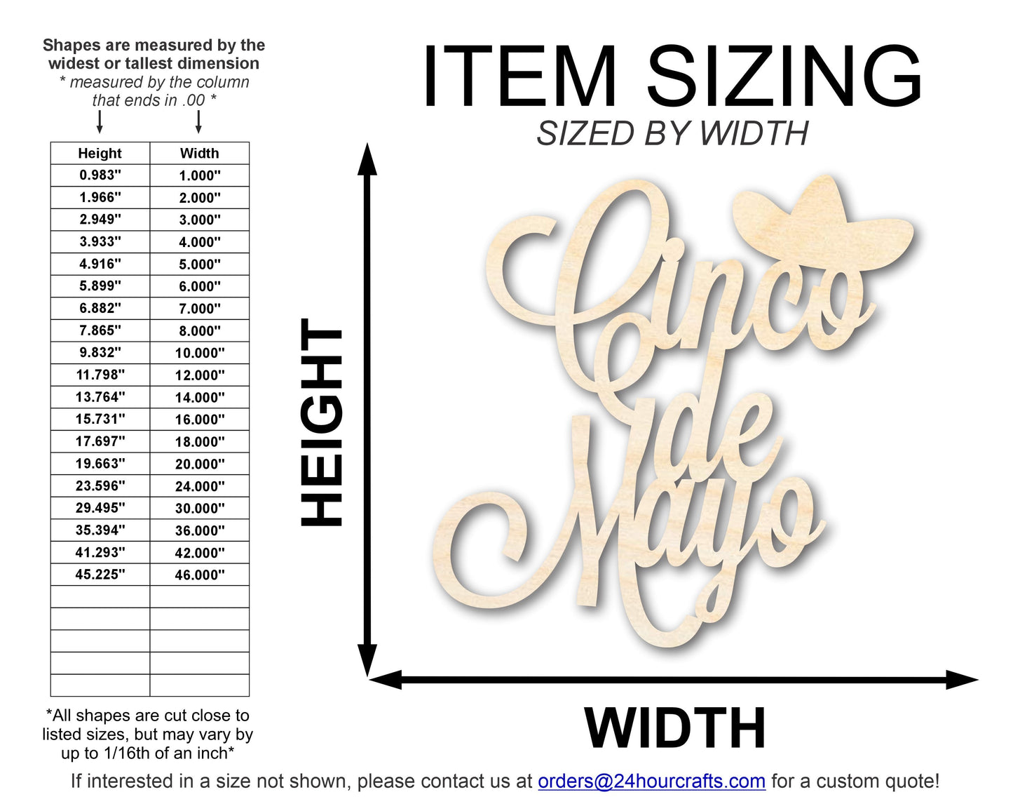 Unfinished Wood Cinco de Mayo Shape | DIY Craft Cutout | up to 46" DIY