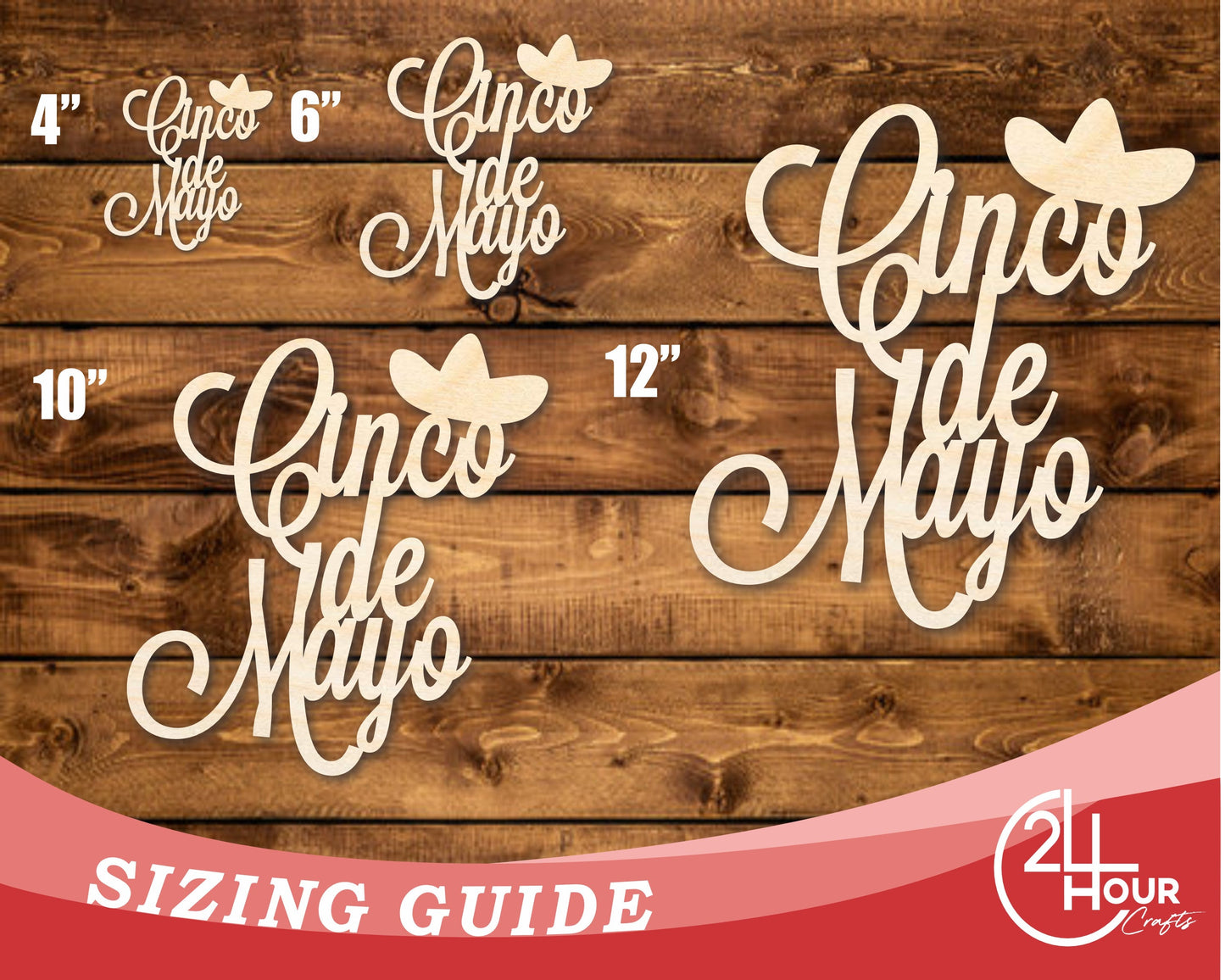 Unfinished Wood Cinco de Mayo Shape | DIY Craft Cutout | up to 46" DIY