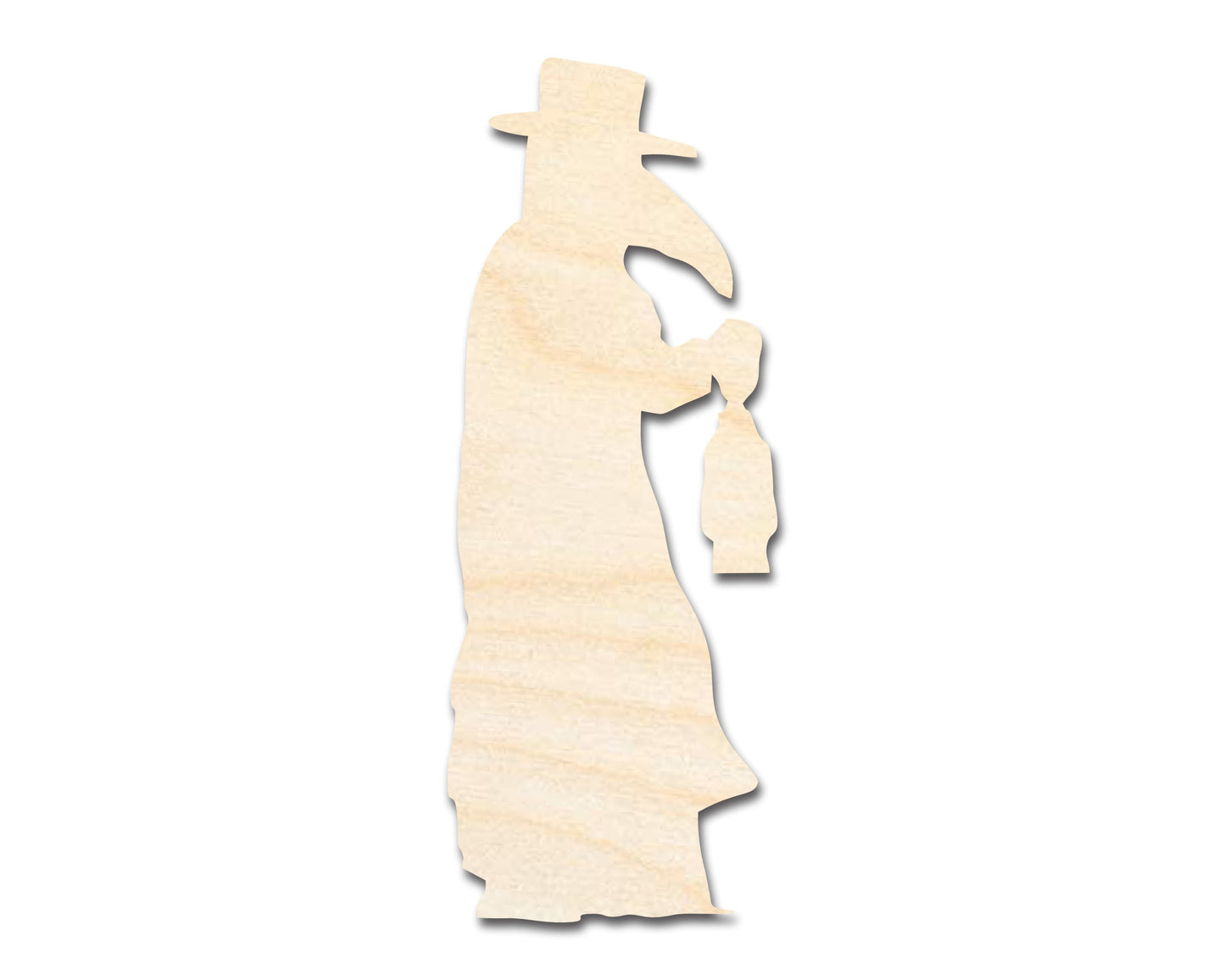 Unfinished Wood Plague Doctor With Lantern Shape | DIY Craft Cutout | up to 46" DIY