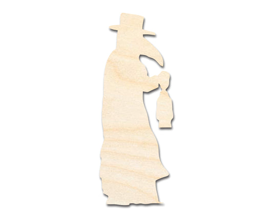 Unfinished Wood Plague Doctor With Lantern Shape | DIY Craft Cutout | up to 46" DIY