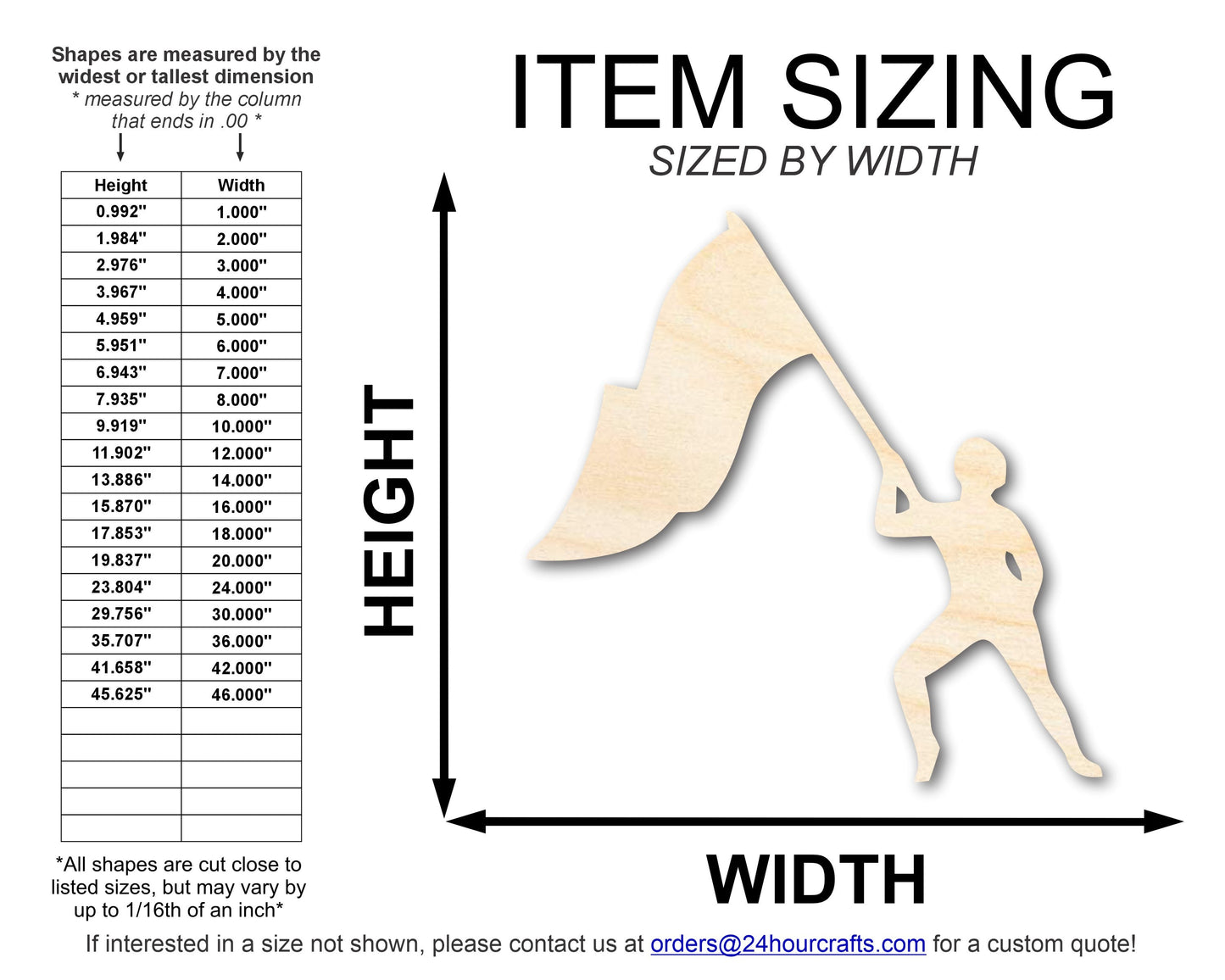 Unfinished Wood Color Guard Shape | DIY Craft Cutout | up to 46" DIY