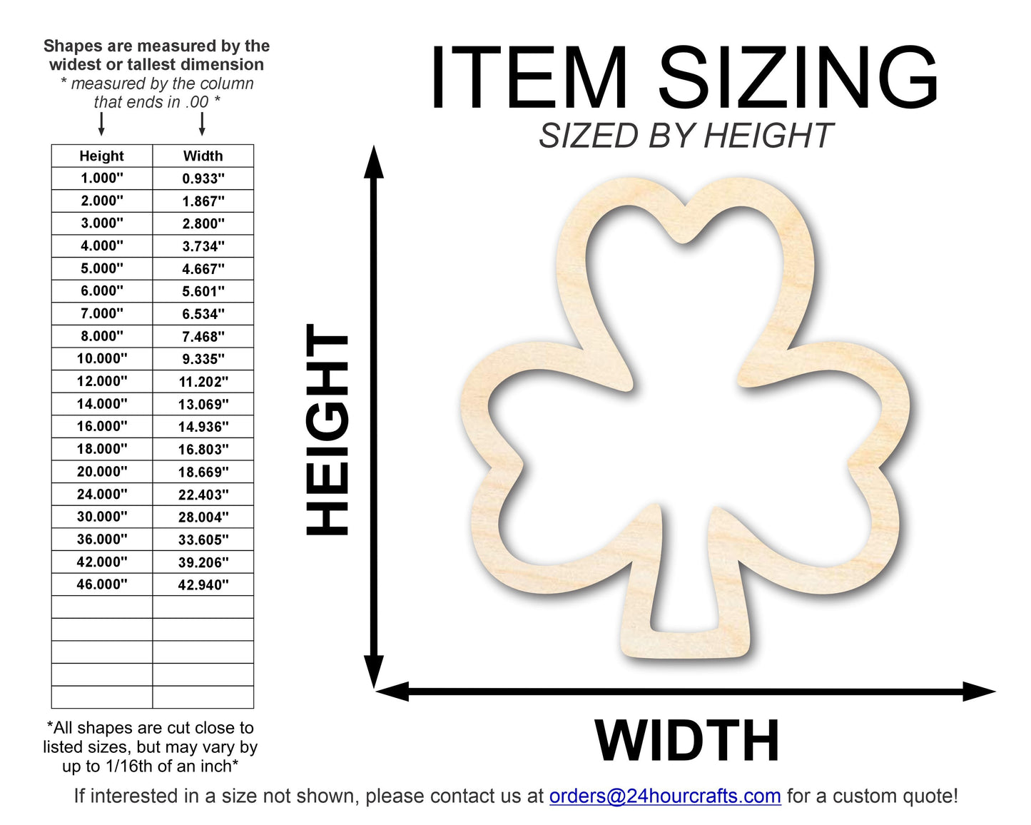 Unfinished Wood Shamrock Outline Shape | DIY Craft Cutout | up to 46" DIY